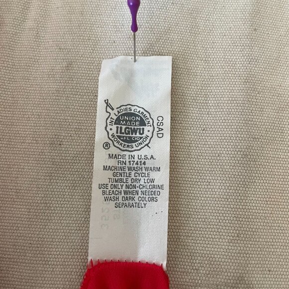 80s Vintage Miss Elaine Red Lace Trim Long Sleeve Nylon Robe Size L Made in USA - Picture 6 of 7